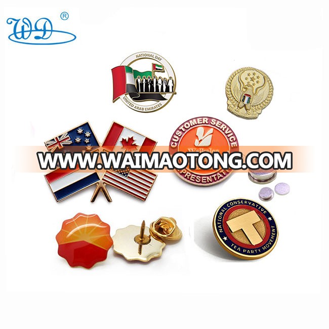 Personalized uae die cast brass gold plating custom logo souvenir magnetic epoxy badge metal crafts label cheap lapel pins